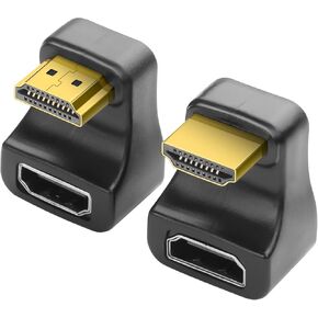 YACSEJAO 2 Pack 180 Degree HDMI Adapter 8K HDMI 2.1 Male to Female 48Gbps U Shaped Extender Adapter with LED Indicator for HDTV, Laptop（Up Angle+Down Angle）