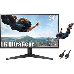 LG 24 inch Ultragear FHD(1920 x 1080) 1ms 165Hz Gaming Monitor, AMD FreeSync Premium, Black, with 5ave HDMI Cable