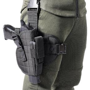 Drop Leg Thigh Holster - Airsoft Tactical Adjustable Right Handed Gun Holster with Magazine Pouch, Suitable for Full Size, Mid Size and Compact Pistols