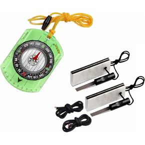 AOFAR Magnesium Fire Starter AF-374 (2-Pack) and Orienteering Compass AF-362 for Camping, Hiking, Hunting, Backpacking,Outdoor Survival