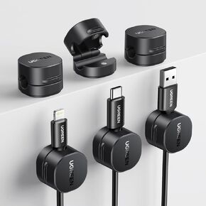UGREEN 6-Pack Cord Organizer Holder for Nightstand, Magnetic Cable Clips for Desk - Strong Adhesive Cable Management to Keep Phone Charging Cables, Computer Cords, and Various Cables Organized, Black