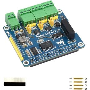 for Raspberry Pi RS485 CAN HAT (B) Isolated 2-Ch RS485 1-Ch CAN SPI Communication On-Board SC16IS752 and SP3485 Chips with MCP2515 Controller CAN Transceiver Multiple Protections
