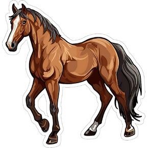 Horse Sticker 4 Inch - Waterproof Animal Vinyl Decal for Laptop Water Bottle Car Tumbler - Durable Aesthetic Long-Lasting Stickers for Adults ID44990