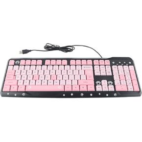 Tosuny Wired Ultra-Thin Keyboard, USB, Plug and Play, Pink/Black, Ergonomic, Waterproof for PC/Laptop/Desktop
