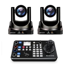 AVKANS 30X NDI PTZ Camera with IP Controller Bundle Kits, 2 units AV-CM30-NDI and 1 unit AV-JOY-IP Controller for Multi cameras Live Streaming Servies