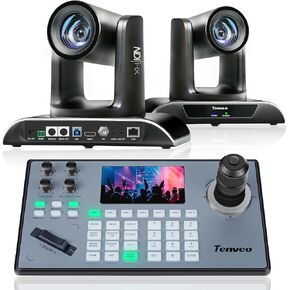 Tenveo PTZ Camera and Controller Bundle/Kits - 20X AI Auto Tracking NDI SDI/HDMI/USB3.0/LAN(PoE) PTZ Camera + 20X HDMI/USB3.0/LAN(PoE) PTZ Camera and PTZ Controller PoE Joystick Keyboard Controller
