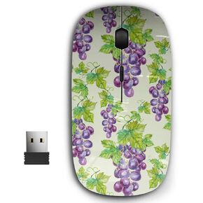 2.4G Ergonomic Portable USB Wireless Mouse for PC, Laptop, Computer, Notebook with Nano Receiver ( Grapes Leaves )