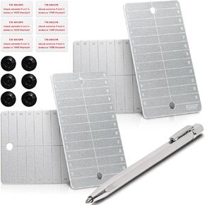Steel Bitcoin Wallet Kit Includes 4 Pieces Crypto Seed Storage Steel Plates and 1 Pieces Engraving Pen for Private Keys Supports up to 24 Words with Uniquely Labeled and Button (2 Set)…