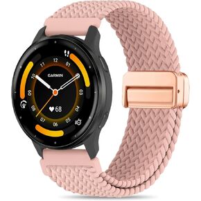 22mm Magnetic Braided Nylon Band Compatible With Garmin Venu 3 Watch Band/Venu 2/Vivoactive 4, Quick Release Stretchy Strap Replacement for Forerunner 965/955/945/265/255/255 Music