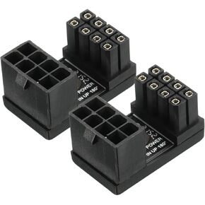 MECCANIXITY ATX 8 Pin Female to 8Pin Male 180 Degree Angled Power Adapter for Desktop Graphics Card 2 Pcs