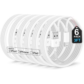 6Pack iPhone Car Charger Cord 3FT[Apple MFi Certified],USB A to Lightning Cable Original Apple Carplay Charging Cord 3 Feet, USB Charging Cable 3 Feet for iPhone 14/13/12/11 Pro Max/XS/XR/X/8/7Plus