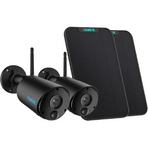 REOLINK 2K Solar Security Camera Wireless Outdoor, Argus Eco-B+Solar Panel, No Monthly Fee, Human/Vehicle Detection, 3MP Night Vision, 2-Way Audio, WiFi Home Security Camera Works with Alexa(2 Pack)