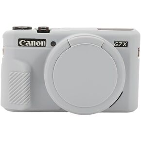 Camera Case for Canon G7X Mark II - Protective Silicone DSLR Skin Cover, Detachable Cage, Shockproof, Dustproof (Black)