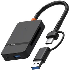 قارئ بطاقة الذاكرة ، 6-in-2 USB 3.0 و USB C إلى SD/Micro SD/MS/CF Reader مع USBA 3.0 OTG ، منافذ النوع C