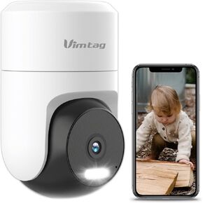 VIMTAG POE Security Camera Outdoor 2.5K/4MP only for POE LAN Switch or NVR with Pan/Tilt/Spotlight/Night Vision/2-Way Audio/Phone App/IP/Sound/Motion/Human Detection for Home Security