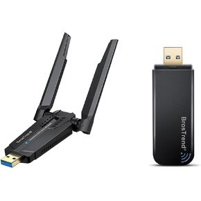 BrosTrend AXE5400 WiFi 6E USB Adapter, Tri-Band Long Range USB WiFi Adapter for Desktop PC Laptop 6GHz for Windows 11/10 + 1200Mbps USB WiFi Network Adapter Dual Band 5GHz 2.4GHz for Windows 11/10/8/7
