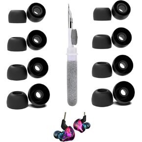[8 Pairs] Replacement Ear Tips for YINYOO Easy KZ ZST, with 3 in 1 Cleaner Kit, Silicone Ear Tips (XS/S/M/L)
