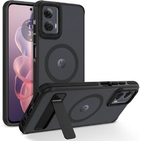 GUAGUA for Motorola Moto G Stylus 5G 2024 Magnetic Case Compatible with Magsafe Translucent Matte Scratch-Resistant Back Shockproof Invisible Folding Stand Case for Moto G Stylus 5G 2024, 6.7'', Black