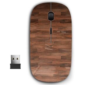 2.4G Ergonomic Portable USB Wireless Mouse for PC, Laptop, Computer, Notebook with Nano Receiver (Old Wood)