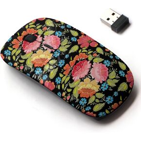 2.4G Wireless Mouse with Cute Pattern Design for All Laptops and Desktops with Nano Receiver - Style khokhloma