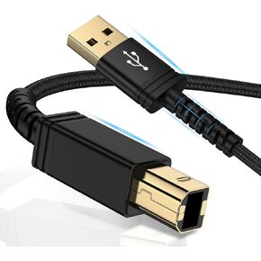 Printer Cable,10FT USB MIDI Cable USB Type A Male to B Male Scanner Cord USB 2.0 Printer Cord High Speed for HP, Canon, Epson, Xerox, Dell, Brother, Xerox, Samsung and Piano, DAC MIDI Controller
