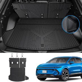 Floor Mats Set Cargo Mat with Backrest Mats for 2024 2025 Chevrolet Chevy Equinox EV, All-Weather TPE Trunk Mat Cargo Liner and Door Sill Protector