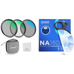 NEEWER 49mm ND Filter Kit, UV/CPL/ND4 Multicoated Camera Lens Filter & 79mm Kaleidoscope Prism Filter with Hand Grip K9 Crystal Glass, Hard Case, for Creative Professional Photography