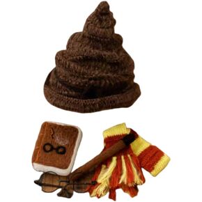 Complete Magic Set - Handmade Knitted Hat, Magic Wand, Magic Book, Scarf, Glasses Set