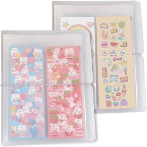 2 Pcs Sticker Storage Book, BetterJonny Large Clear Storage Book for Planner Scrapbook Stickers Organizer Binder 50 Page 4.8 x 9.7 Inch