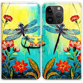 Case for iPhone 16 Pro with RFID Blocking,Sugar Skulls Flowers Leather Flip Phone Case Wallet Cover with Card Slot Holder Kickstand for Apple iPhone 16 Pro