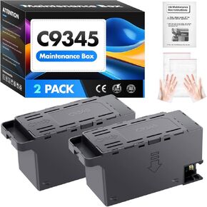 C9345 Ink Maintenance Box Tank 2-Pack Replacement for Epson C9345 WF-7840 ET-16650 ET-16600 ET-8550 ET-5850 ET-5880 ET-8500 WF-7820 WF-7310 ET-5800 EC-C7000 ST-C8000 ST-C8090 Printers C12C934591 PXMB9