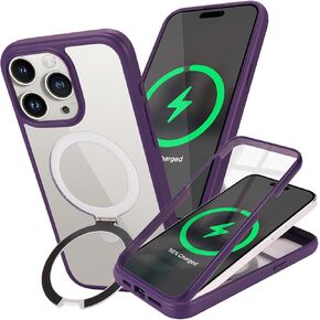 for iPhone 15 Pro Max Case with Screen Protector,for iPhone 15 Pro Max Wallet Case with Card Holder for Women Men,[Built-in Screen Protector] PU Leather Shockproof Phone Case with Stand-Purple
