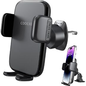 Car Phone Holder,Heavy-Duty Air Vent & Dashboard Mount, 360° Rotating Clip, One-Button Release with Thick Case Compatibility for iPhone, Samsung, Google,Other Smartphones