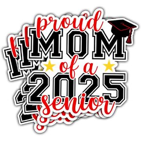 3Pcs Proud Mom of A 2025 Senior Sticker, Mother of College or High School Graduate, School Pride Decal for Laptop Water Bottle Phone Case Car Window Helmet Vinyl Stickers 3"x3"