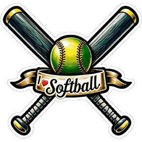 I Love Softball Sport Sticker 4 Inch - Waterproof Vinyl Decal for Laptop Water Bottle Car Tumbler - Durable Aesthetic Long-Lasting Stickers for Adults ID44990