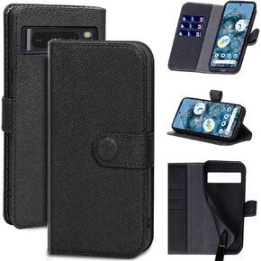 Compatible with Google Pixel 7A Wallet Case with Card Holder, Genuine Leather Flip Folio Cover with Adjustable Kickstand,Magnetic Closure,Shockproof&Anti-Fingerprint, Brown