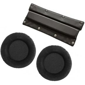 beyerdynamic EDT 770 VB Ear Pad Set Velour in Black Bundle with beyerdynamic Leatherette Replacement Buttonable Headband (2 Products)