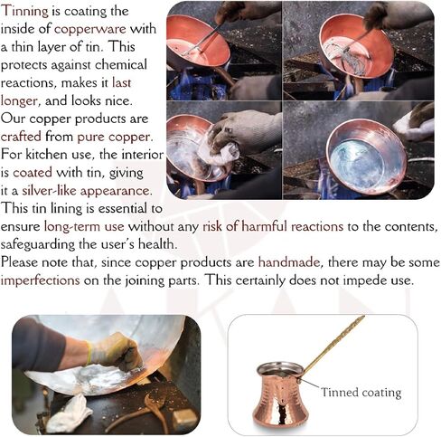 Hakan Turkish Coffee Pot, Greek Arabic Coffee Maker, Hammered Copper Coffee Cezve, Stove Top Coffee Maker with Brass Handle, Hammered Handmade Vintage Stovetop Handcrafted Jazva Briki Cezve, 5 fl oz in Kuwait