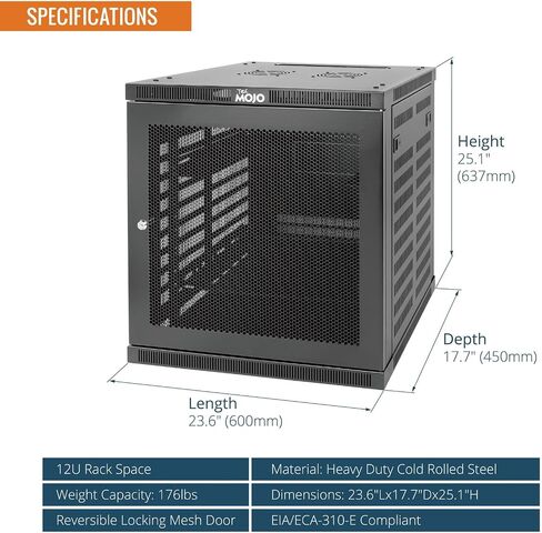 Tecmojo 9U Wall Mount Rack,9U Rack 17.7 Inch Depth,Hold Up to 176 Lbs,Enclosed Wall Mount Rack for 19 Inch Network,Server and AV Gear,Mesh Door(Elite Collection) in Kuwait