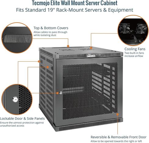 Tecmojo 9U Wall Mount Rack,9U Rack 17.7 Inch Depth,Hold Up to 176 Lbs,Enclosed Wall Mount Rack for 19 Inch Network,Server and AV Gear,Mesh Door(Elite Collection) in Kuwait