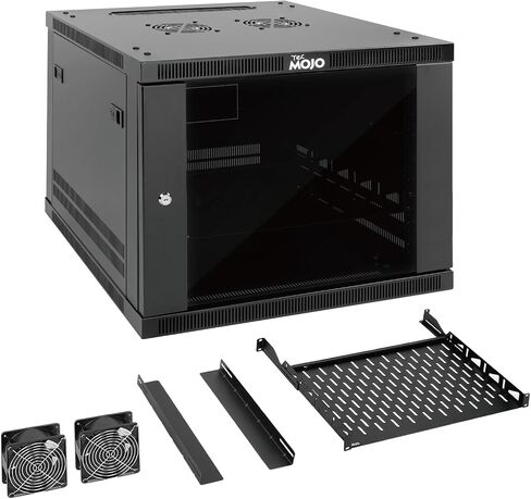 Tecmojo 15U Wall Mount Rack,15U Rack 23.6 Inch Depth,Hold Up to 176 Lbs,Enclosed Wall Mount Rack with 2 Colling Fans,for 19 Inch Network,Server and AV Gear,Glass Door(Elite Collection) in Kuwait