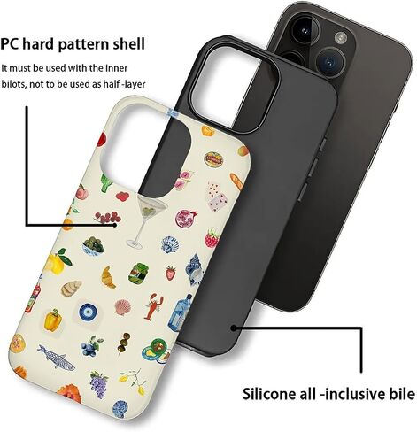 Case Compatible with iPhone 16 Pro Max - Hybrid Durable Shockproof Phone Cover Woman Girl - Lemon Fruit Flower Fish Aesthetic in Saudi Arabia
