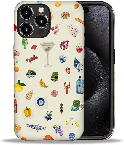 Case Compatible with iPhone 16 Pro Max - Hybrid Durable Shockproof Phone Cover Woman Girl - Lemon Fruit Flower Fish Aesthetic in Saudi Arabia