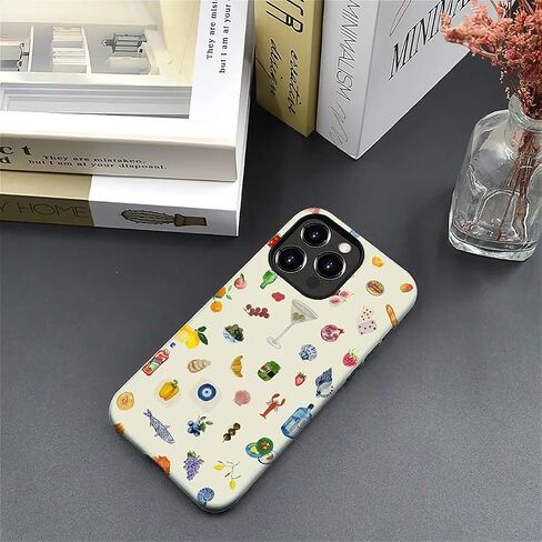Case Compatible with iPhone 16 Pro Max - Hybrid Durable Shockproof Phone Cover Woman Girl - Lemon Fruit Flower Fish Aesthetic in Saudi Arabia
