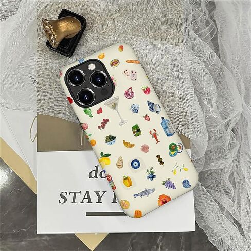 Case Compatible with iPhone 16 Pro Max - Hybrid Durable Shockproof Phone Cover Woman Girl - Lemon Fruit Flower Fish Aesthetic in Saudi Arabia