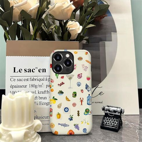 Case Compatible with iPhone 16 Pro Max - Hybrid Durable Shockproof Phone Cover Woman Girl - Lemon Fruit Flower Fish Aesthetic in Saudi Arabia