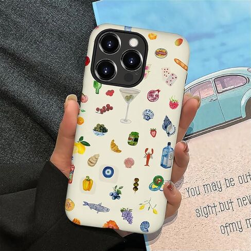Case Compatible with iPhone 16 Pro Max - Hybrid Durable Shockproof Phone Cover Woman Girl - Lemon Fruit Flower Fish Aesthetic in Saudi Arabia