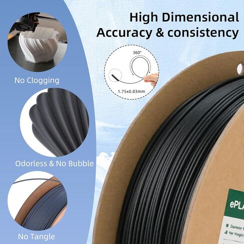 eSUN Matte PLA Filament 1.75mm, 3D Printing PLA Filament 1.75mm Dimensional Accuracy +/- 0.03mm, 1kg Carboard Spool (2.2lbs) for Most FDM 3D Printers,Dark Grey in Saudi Arabia