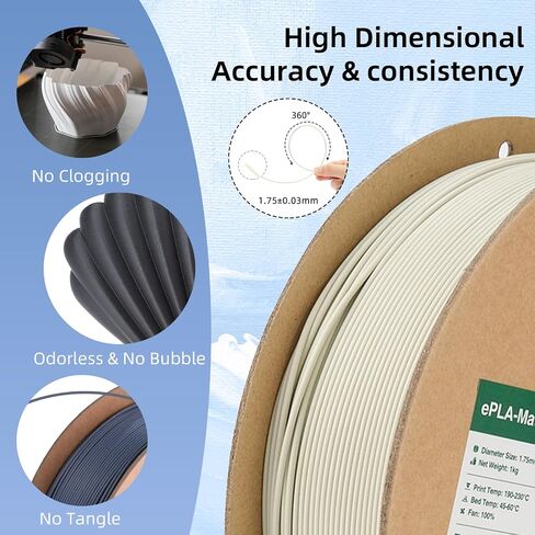eSUN Matte PLA Filament 1.75mm, 3D Printing PLA Filament 1.75mm Dimensional Accuracy +/- 0.03mm, 1kg Carboard Spool (2.2lbs) for Most FDM 3D Printers,Dark Grey in Saudi Arabia