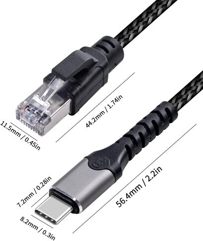 Duttek Short USB C to Ethernet Cable 3.3 FT/1M, Type C to RJ45 Gigabit LAN Network Cable, Plug & Play, for MacBook Pro/Air, iPhone 15 Pro/Max, Galaxy S8-S23, Thunderbolt 3/4,iPhone 15 Series in Saudi Arabia